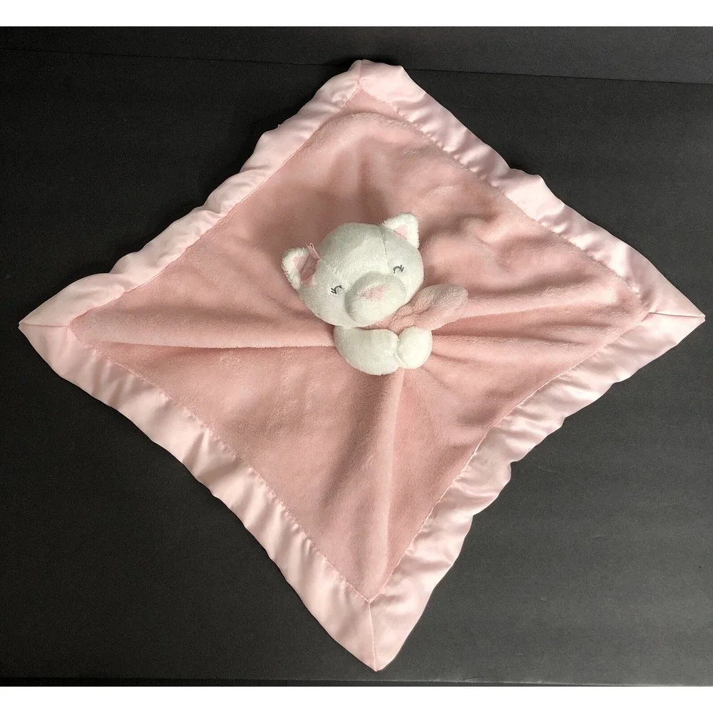 Carters Lovey White Kitten Cat Pink Blanket Baby Security Satin Plush 67676
